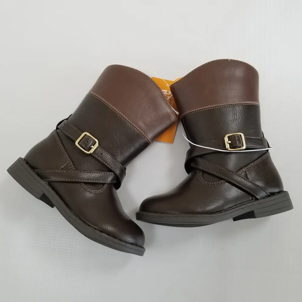 Gymboree Buckle Tall Boots Faux Leather Size 6 Toddler NWT